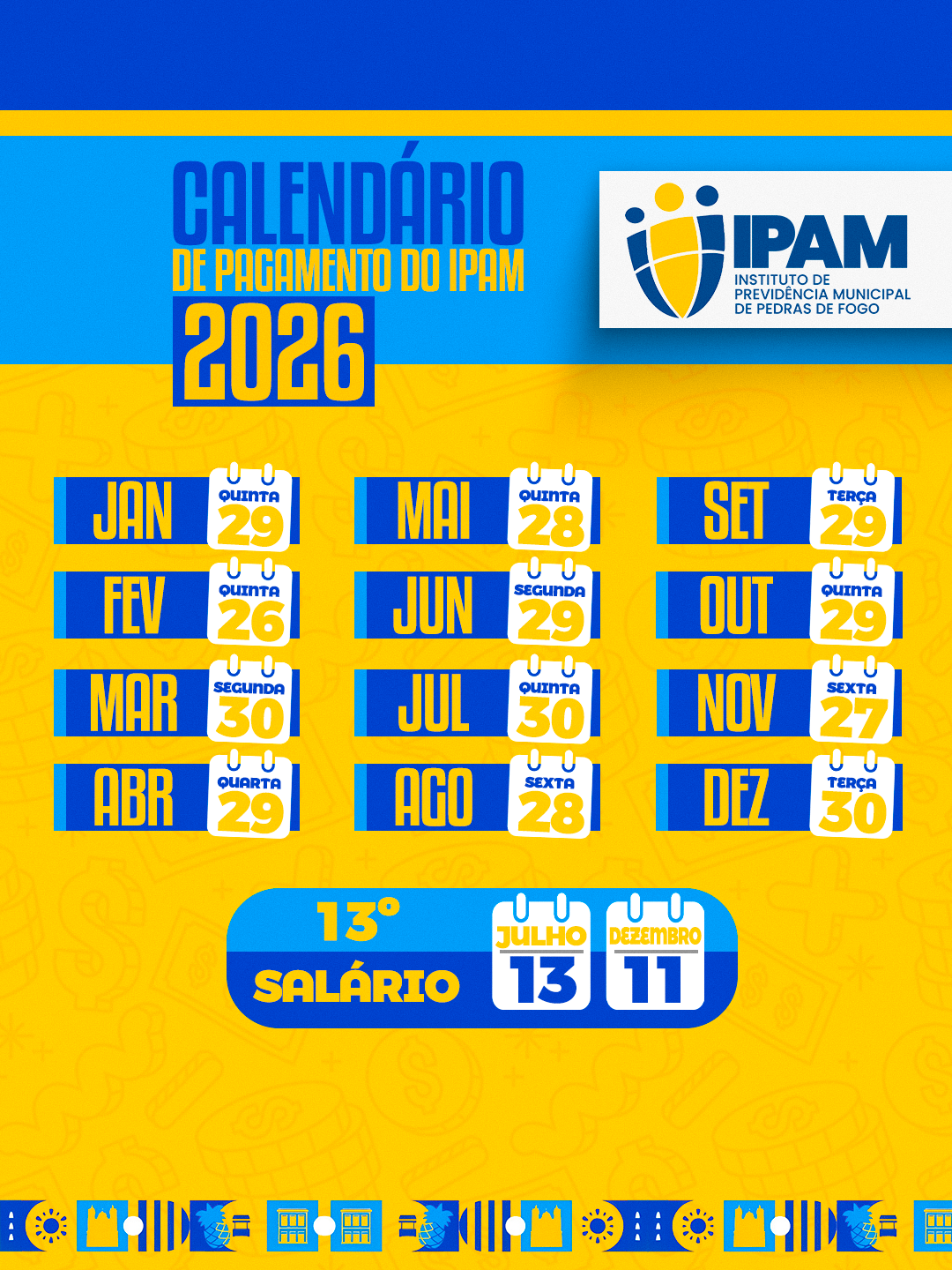 Calendário de Pagamento IPAM 2026